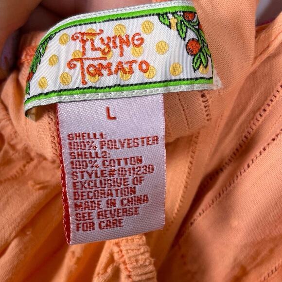 Flying Tomato, Size Large, Orange & Pink Slip Dress, Crochet Trim, Y2K, Dopamine - Picture 5 of 6